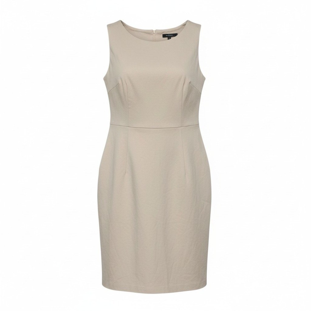 OGL Sustainable Sleeveless‎ Fit and Flare Mini Dress Women S Beige Cotton Blend